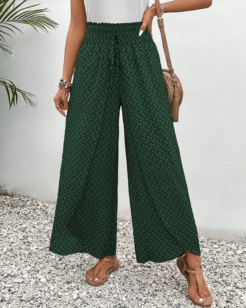 Pantalon large à cordon élastiqué à imprimé géométrique