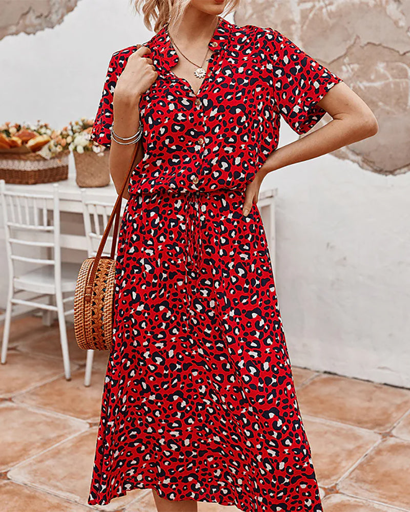 Robe col V avec imprimé pois