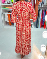 Robe longue imprimée rouge