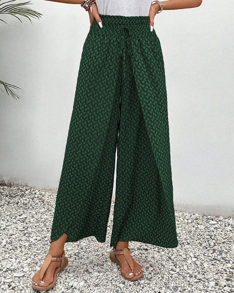 Pantalon large à cordon élastiqué à imprimé géométrique
