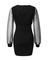 Robe avec maille et col en V