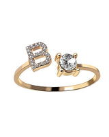 Bague ouverte en zircone avec initiales