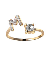 Bague ouverte en zircone avec initiales