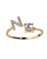 Bague ouverte en zircone avec initiales