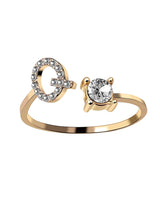 Bague ouverte en zircone avec initiales