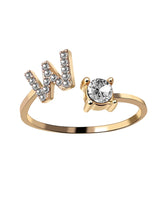 Bague ouverte en zircone avec initiales