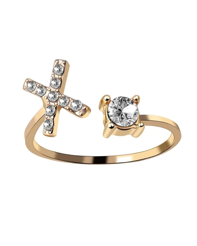 Bague ouverte en zircone avec initiales