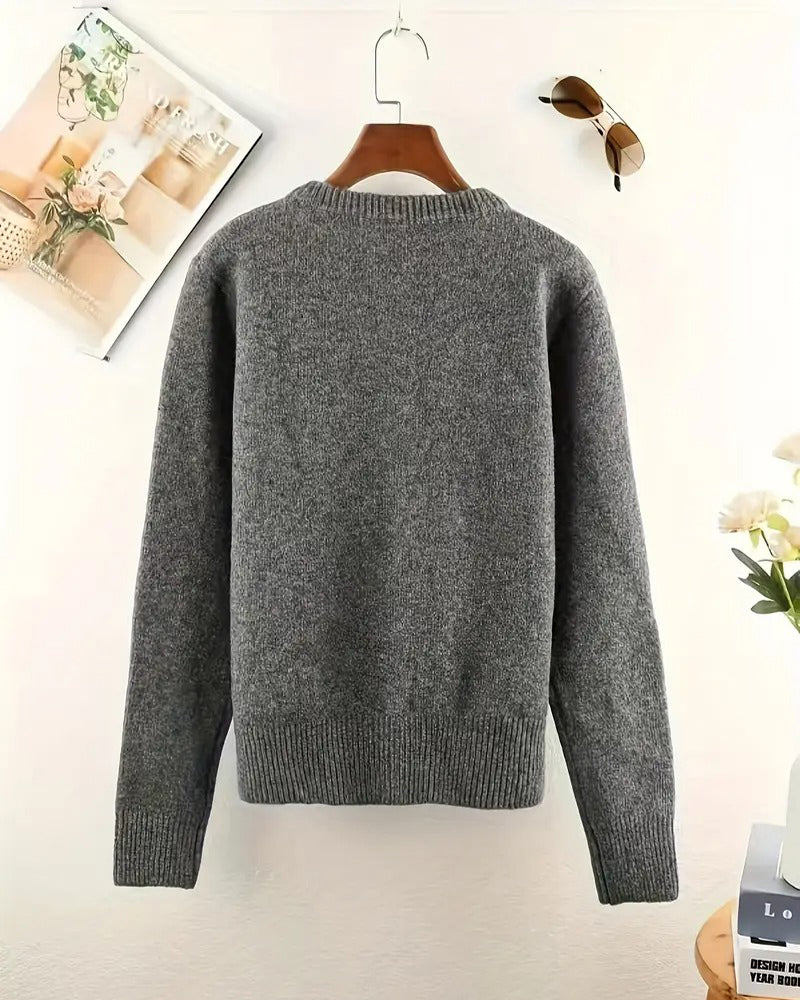 Cardigan décontracté de couleur unie à manches longues