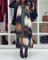 Robe Tendance Imprimée À Col Rond Et Manches Longues