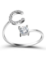 Bague ouverte en zircone avec initiales