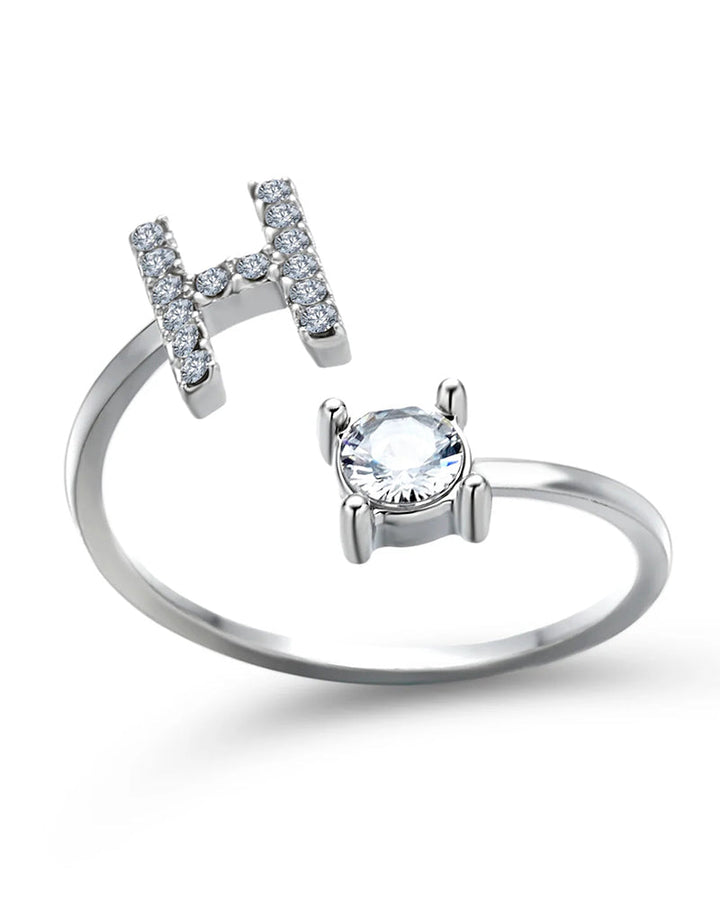Bague ouverte en zircone avec initiales
