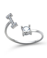 Bague ouverte en zircone avec initiales