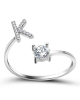 Bague ouverte en zircone avec initiales