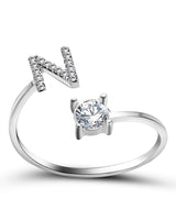 Bague ouverte en zircone avec initiales