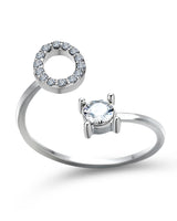 Bague ouverte en zircone avec initiales