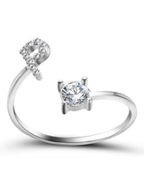 Bague ouverte en zircone avec initiales