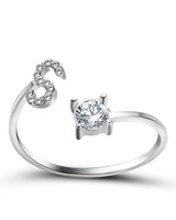 Bague ouverte en zircone avec initiales