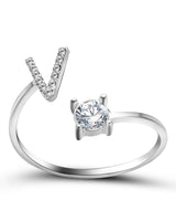 Bague ouverte en zircone avec initiales
