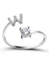 Bague ouverte en zircone avec initiales