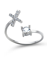 Bague ouverte en zircone avec initiales