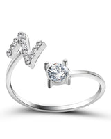 Bague ouverte en zircone avec initiales