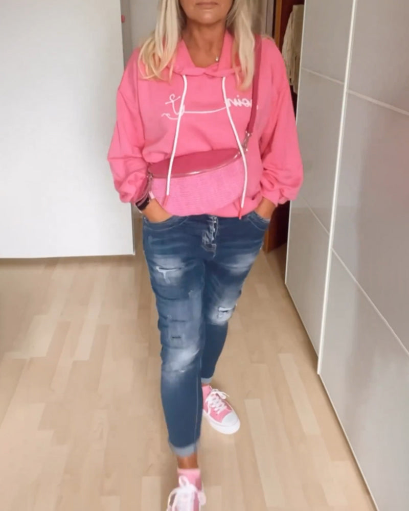 Sweats à capuche amples à imprimé ancre