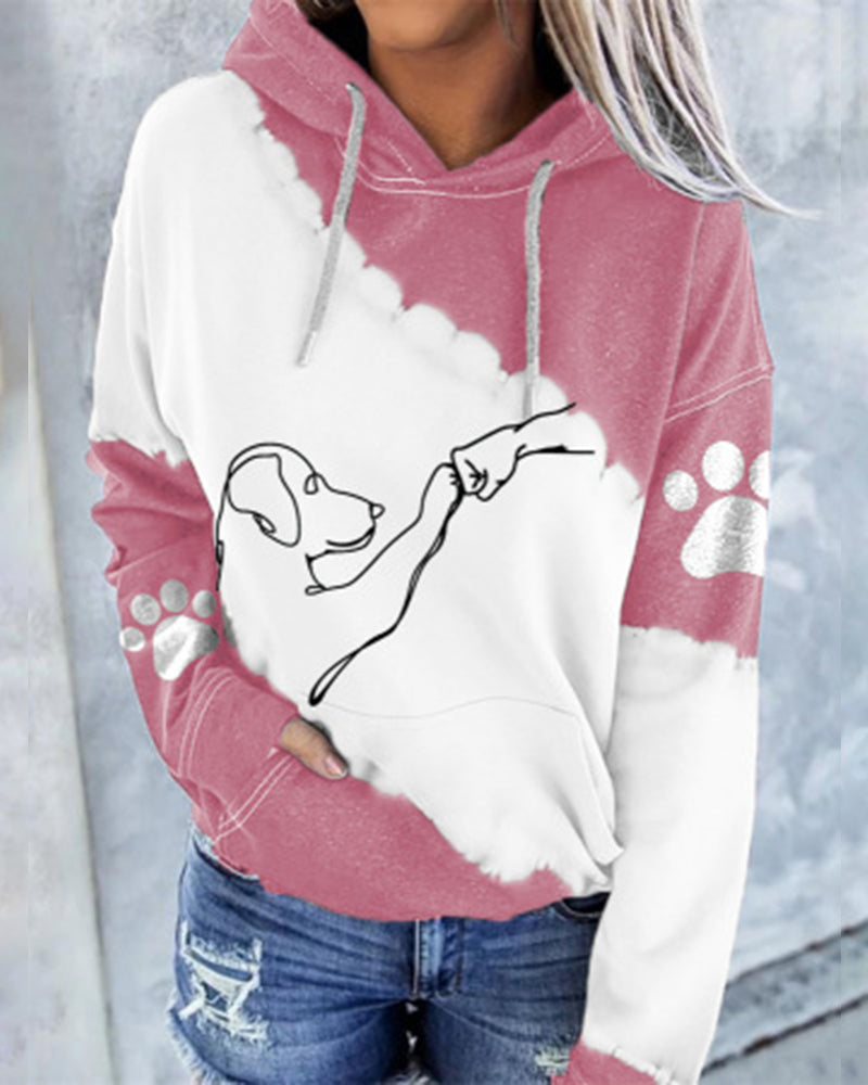 Sweat à capuche à manches longues et imprimé bloc de couleur