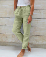 Pantalon décontracté à jambe droite de couleur unie