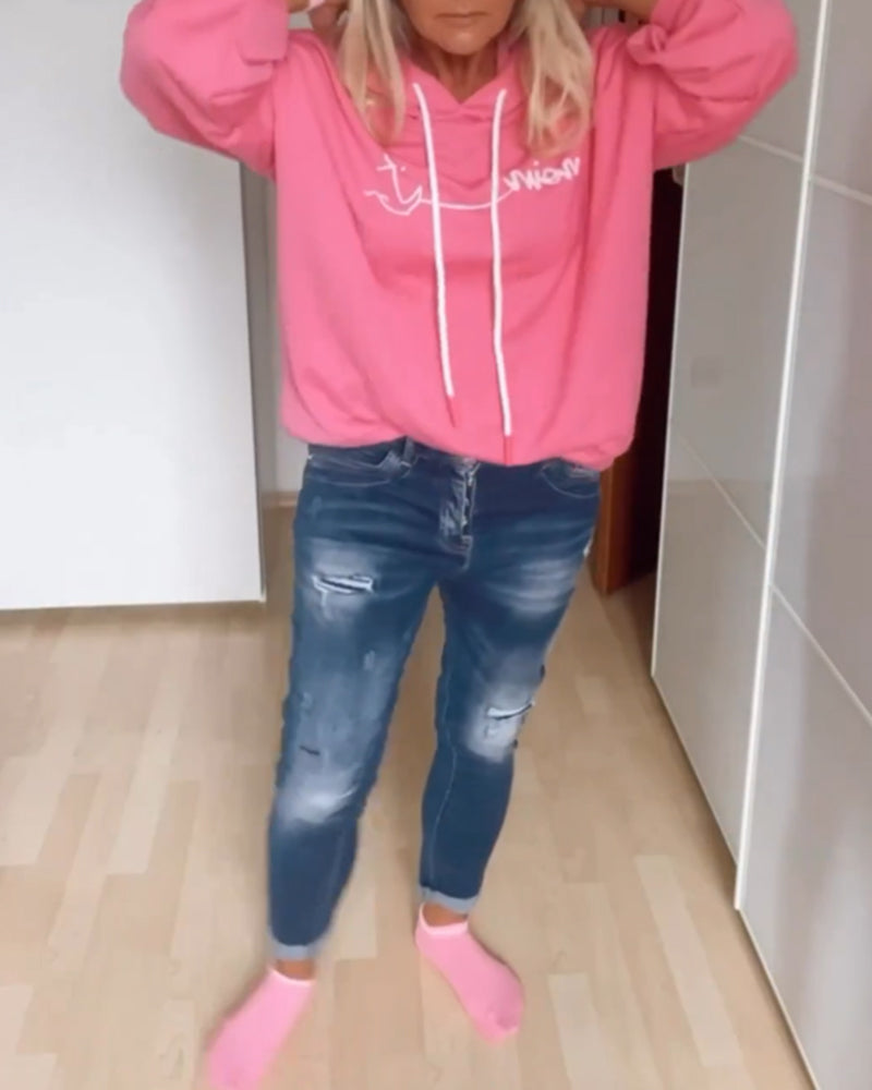 Sweats à capuche amples à imprimé ancre