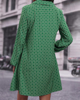 Robe imprimée à manches longues avec revers