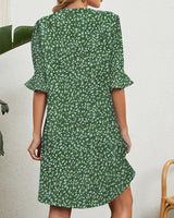 Robe verte à fleurs pour femmes