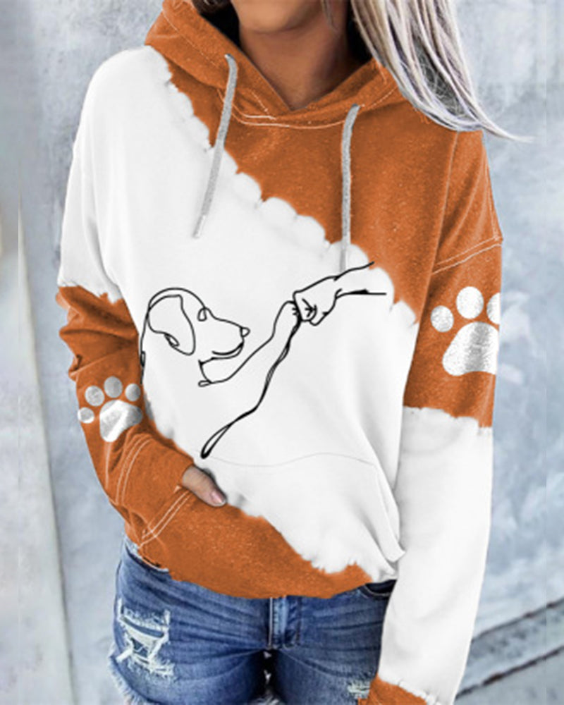 Sweat à capuche à manches longues et imprimé bloc de couleur