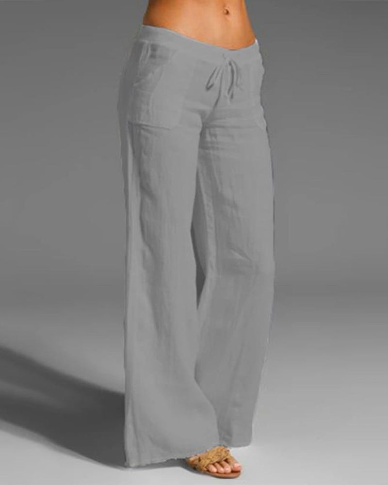Pantalon uni jambes larges