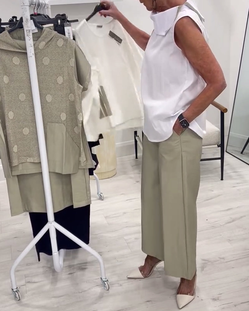 Costume Sans Manches Large Col Tendance