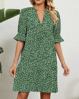 Robe verte à fleurs pour femmes
