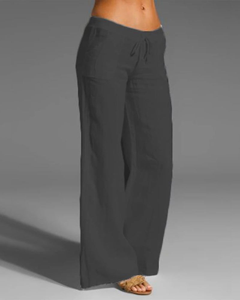 Pantalon uni jambes larges