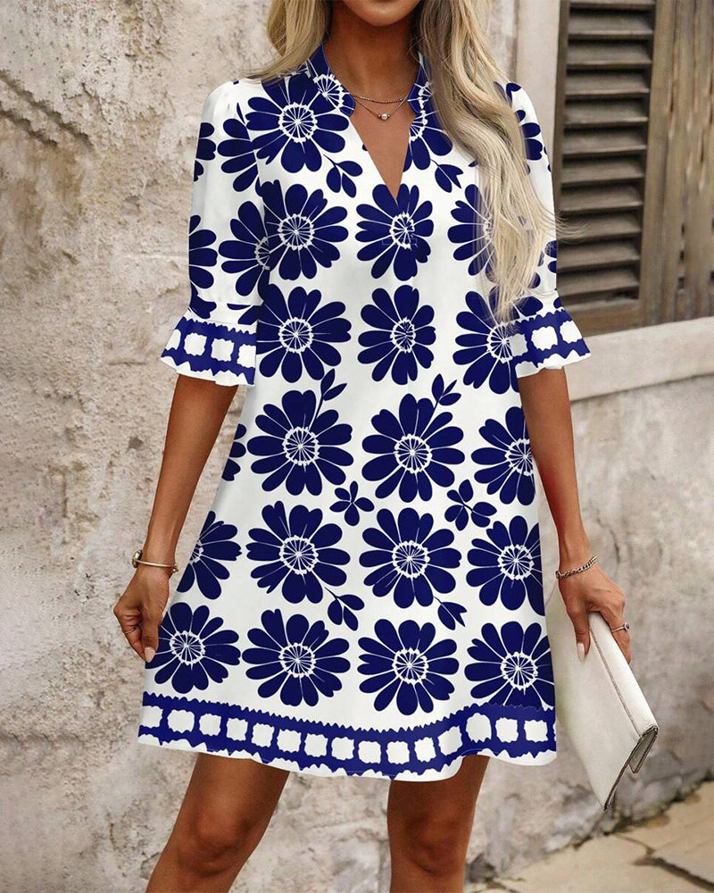 Robe Droite Élégante avec Imprimé Floral