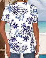 T-Shirt Col Rond Imprimé Fleuri Tricoté