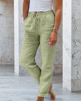 Pantalon décontracté à jambe droite de couleur unie