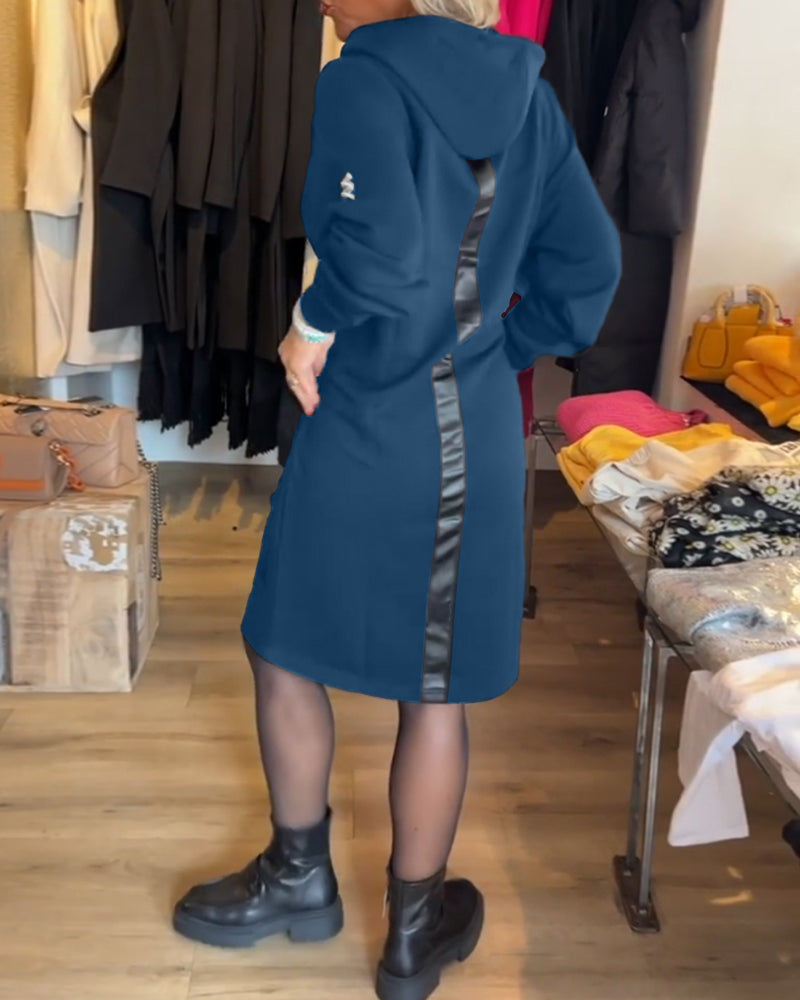 Robe à capuche unie avec poches