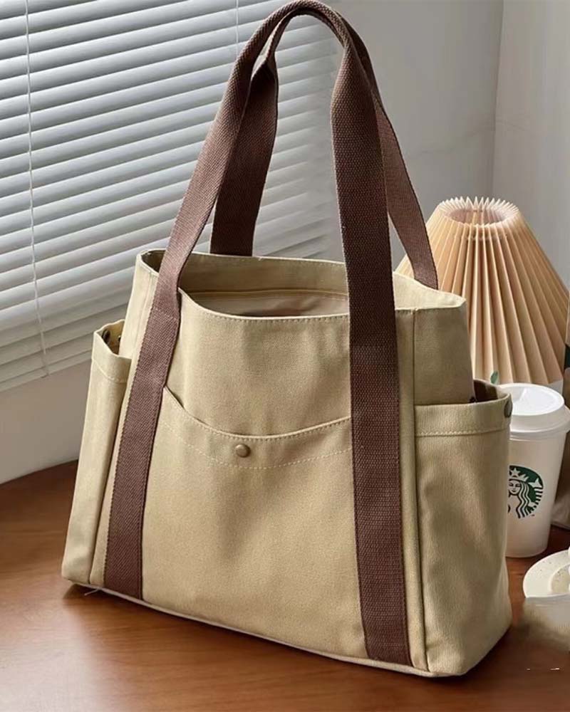 Sac en toile de grande capacité avec doubles poignées