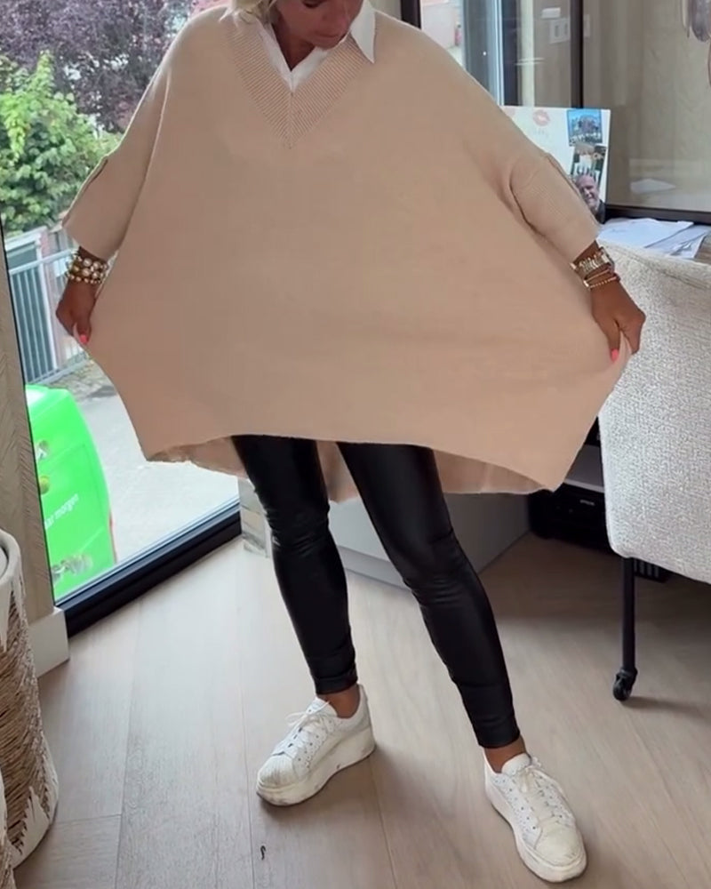 Pull Avec Caractéristiques Col V, Boutonné Et Asymétrique