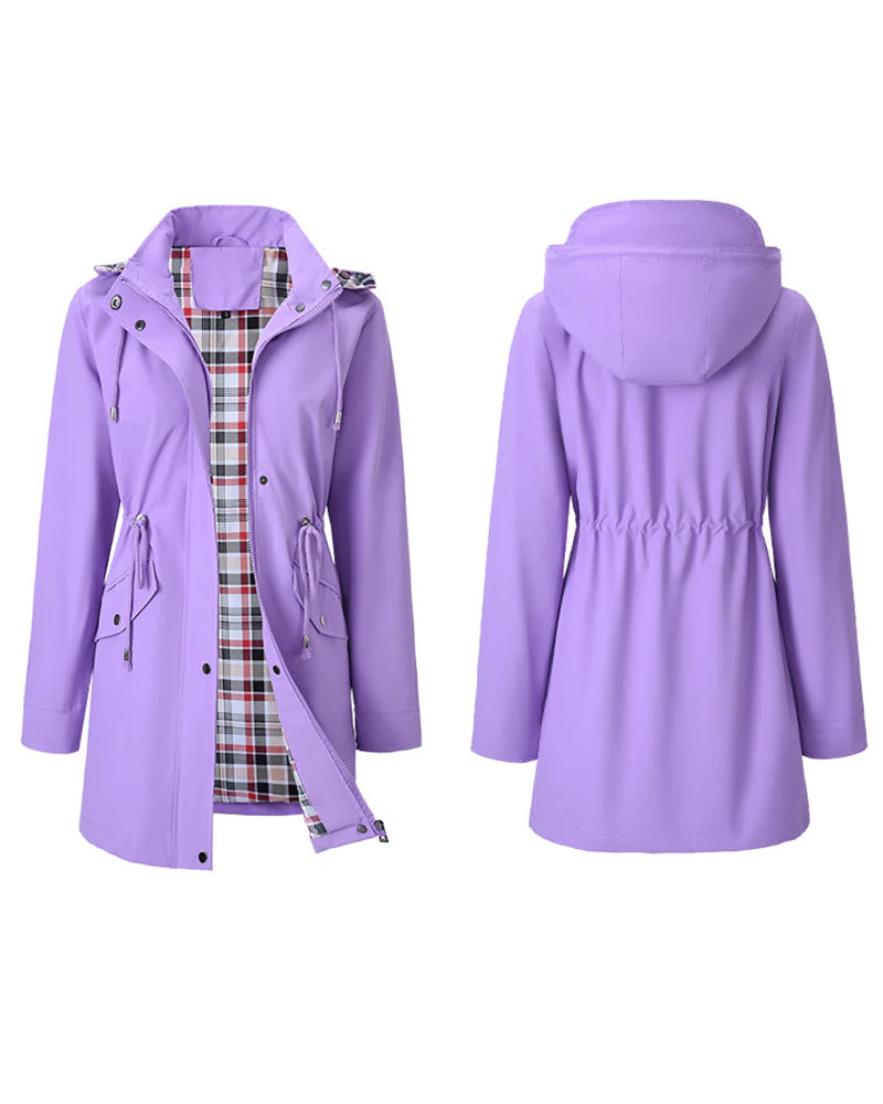 Trench Long Imperméable À Capuche Pour Femme
