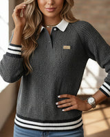 Pull Col Chemise Contrasté