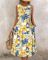 Robe sans manches avec imprimé floral et poche