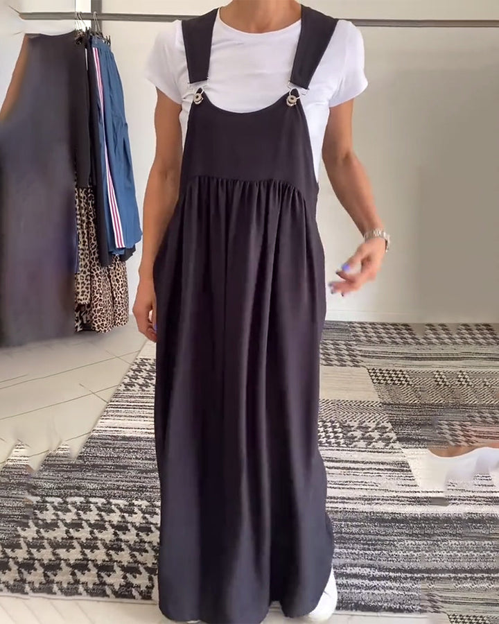 Robe décontractée couleur unie à bretelles