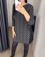 Robe imprimée ligne col rond