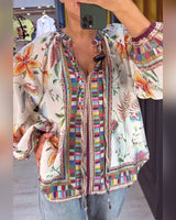 Blouse Sexy à col en V Imprimé tendance