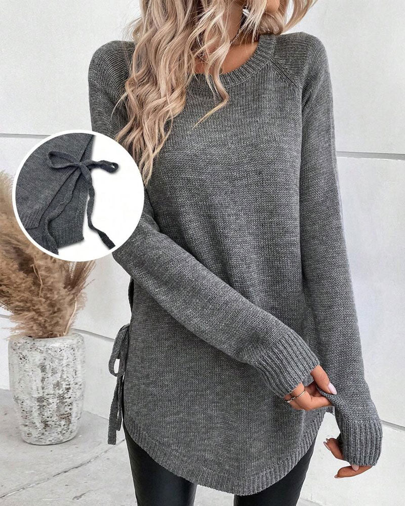 Pull Avec Manches Raglan Et Design De Nœud Latéral
