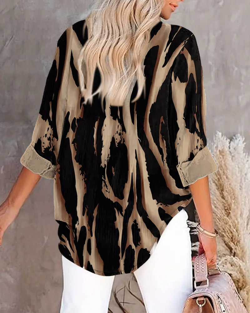 Blouse Col Montant Imprimé Irrégulier